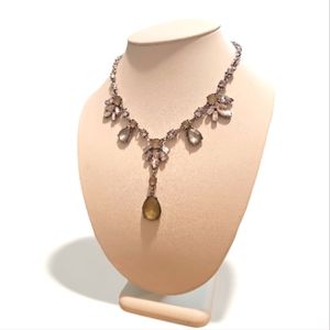 Vintage Loft Signed Clubbing Rhinestone Women Silver Tone Pendant Necklace.